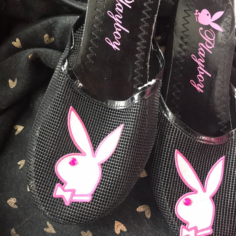 Playboy bunny black rhinestone shoes! 6-7-8